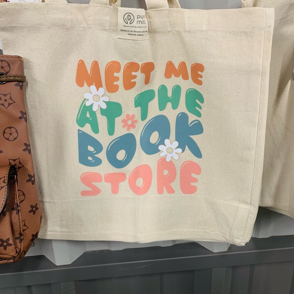 Canvas Tote Bag with Colorful Text